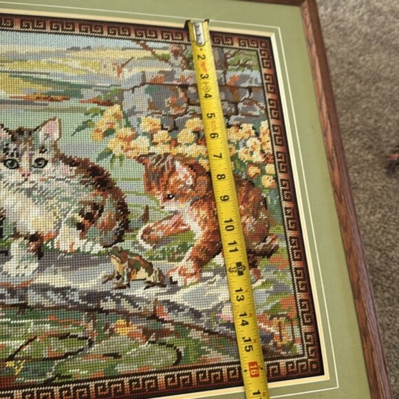 Vintage Cat Framed Cross Stitch Picture 27” x 23” - Picture 2 of 9